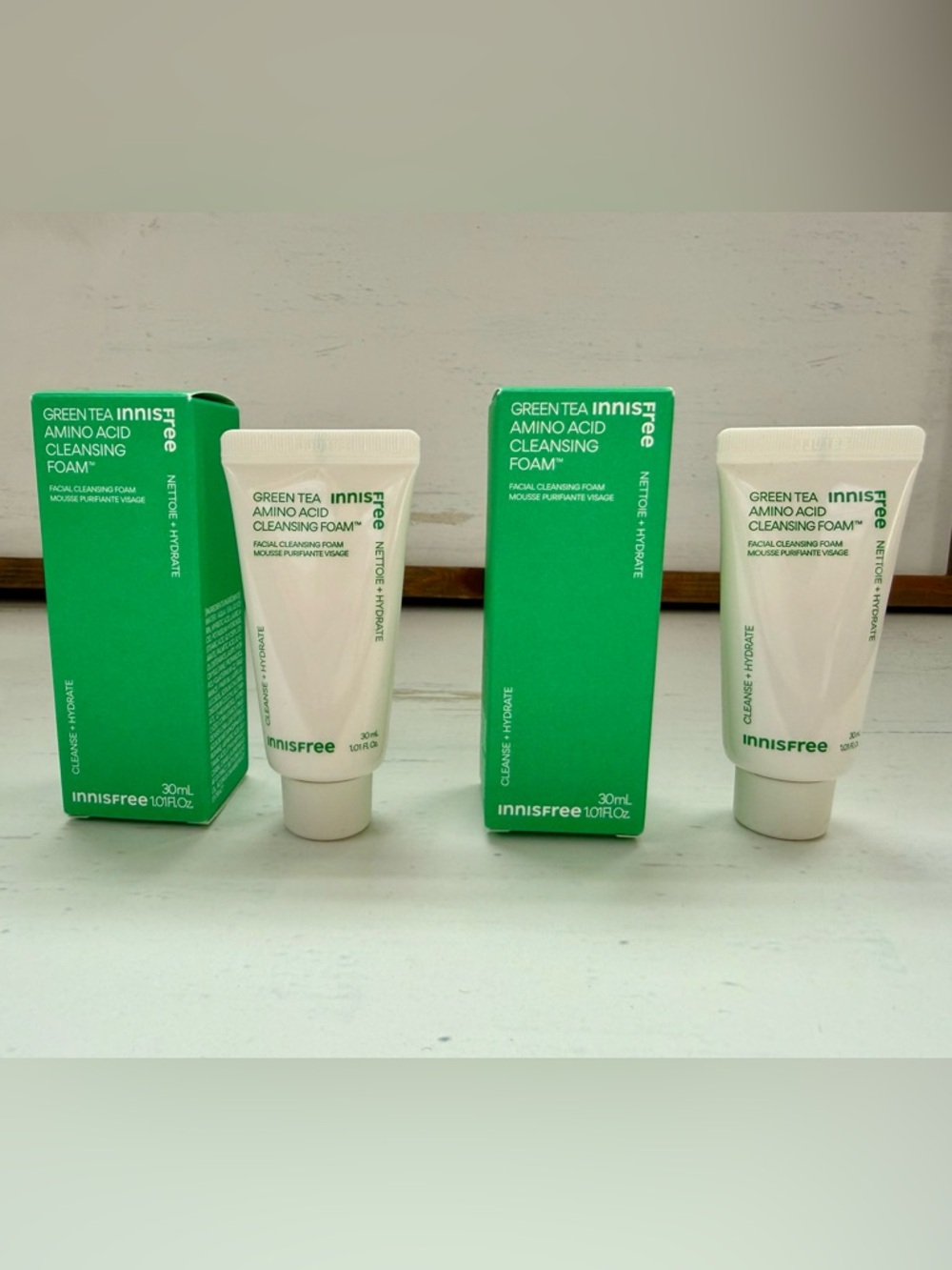 Two Innisfree Green Tea Cleansing Foam 30ml Face Cleanser NEW